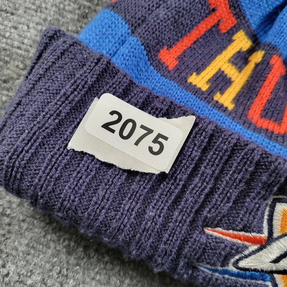 Oklahoma City Thunder Beanie Cap Adult Blue Navy NBA Basketball Pom Knit Hat